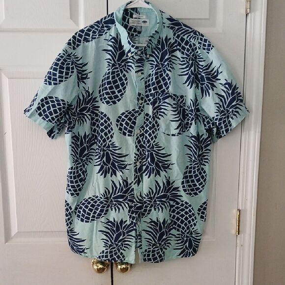 Old Navy Other - Old Navy Classic slim fit pineapple print button down causal shirt Sz XXL